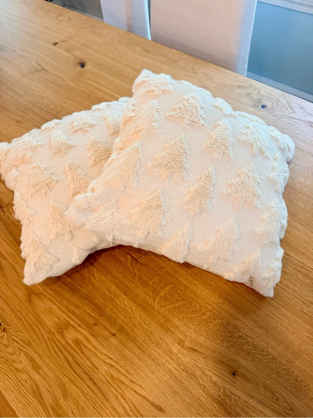 Neutral Cream tree Textured Holiday Throw Pillow - Set of 2 - holiday
